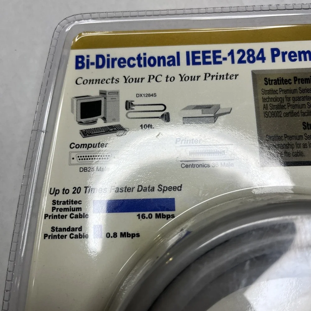 Parallel Printer Cable IBM/PC 10' Premium IEEE 1284 NEW IN BOX